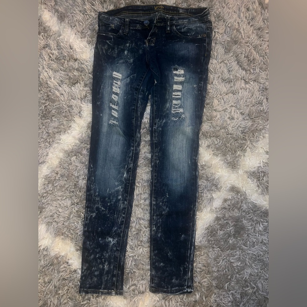 VIP Blue Skinny Jeans Distressed Style